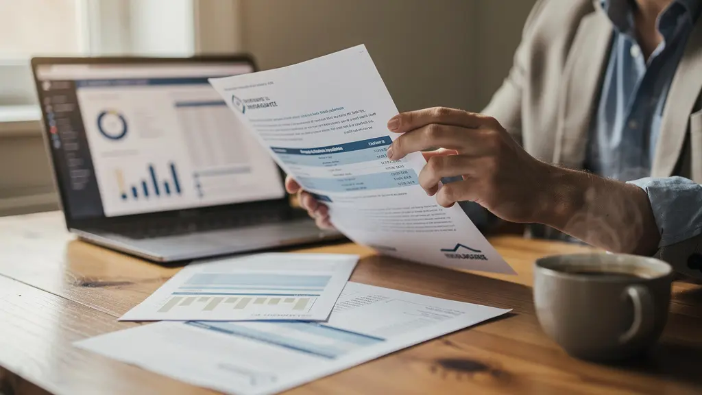 Personne analysant des devis d'assurance auto sur ordinateur portable