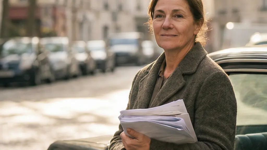 Conducteur confiant après un accident non responsable avec documents d'assurance