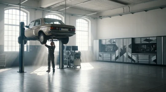 Expertise mécanique d'une voiture d'occasion dans un garage professionnel
